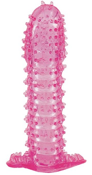 Гелевая розовая насадка с шипами - 12 см. - Toyfa Basic - в Тюмени купить с доставкой