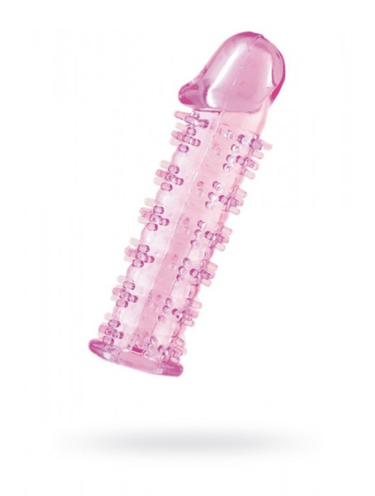 Гелевая розовая насадка на фаллос с шипами - 12 см. - Toyfa Basic - в Тюмени купить с доставкой