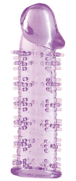 Гелевая фиолетовая насадка на фаллос с шипами - 12 см. - Toyfa Basic - в Тюмени купить с доставкой