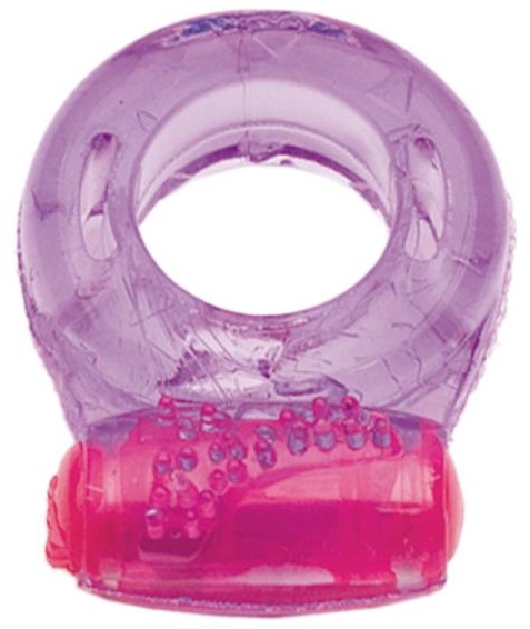 Фиолетовое эрекционное кольцо с виброэлементом в верхней части - Toyfa Basic - в Тюмени купить с доставкой
