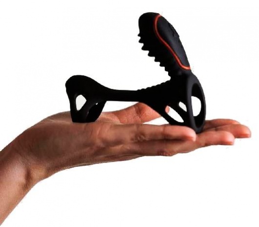 Чёрная насадка на фаллос Gladiator + LRS  с трехкнопочным пультом управления - Adrien Lastic - в Тюмени купить с доставкой