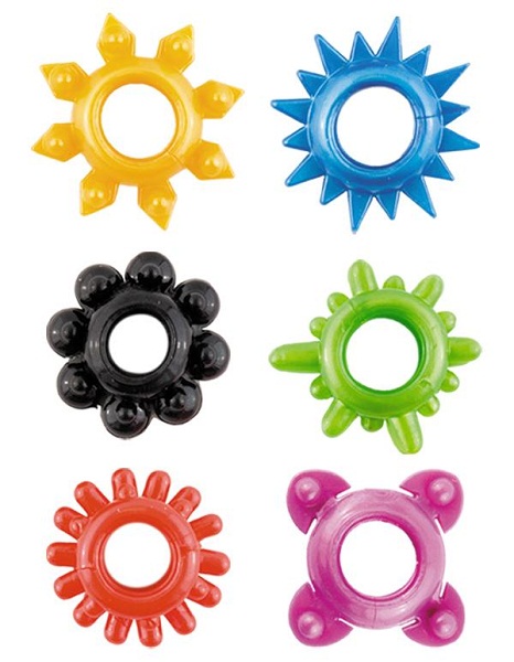 Набор из 6 разноцветных эрекционных колец - Toyfa Basic - в Тюмени купить с доставкой