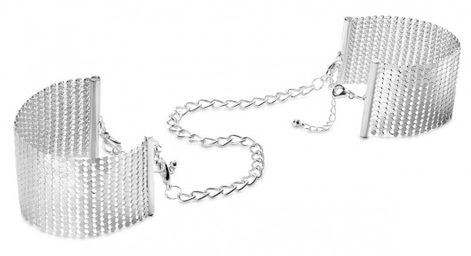 Серебристые наручники-браслеты Desir Metallique Handcuffs - Bijoux Indiscrets - купить с доставкой в Тюмени
