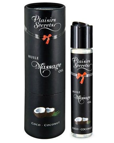 Массажное масло с ароматом кокоса Huile de Massage Gourmande Coco - 59 мл. - Plaisir Secret - купить с доставкой в Тюмени