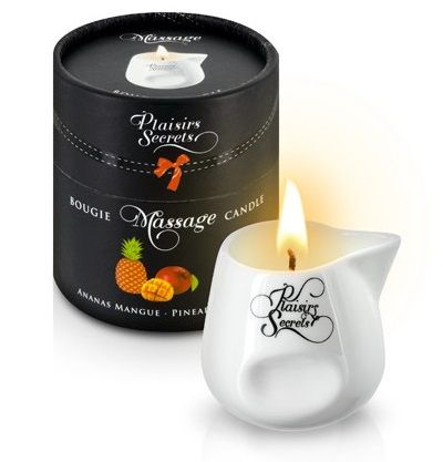 Массажная свеча с ароматом манго и ананаса Bougie de Massage Ananas Mangue - 80 мл. - Plaisir Secret - купить с доставкой в Тюмени