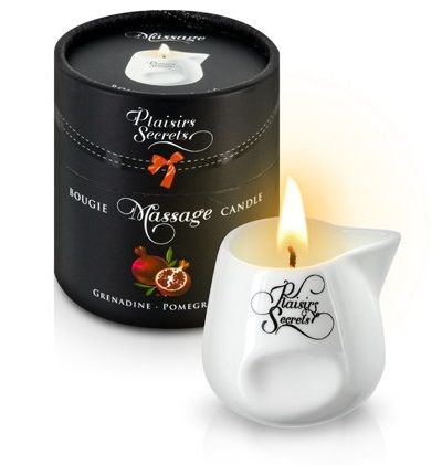 Массажная свеча с ароматом граната Bougie de Massage Gourmande Grenadine - 80 мл. - Plaisir Secret - купить с доставкой в Тюмени