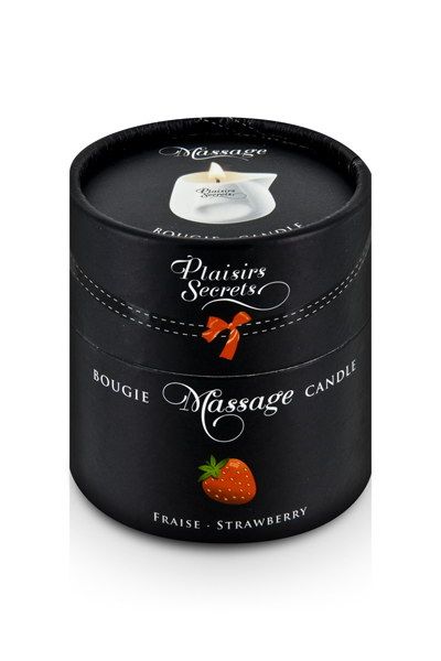 Массажная свеча с ароматом клубники Bougie de Massage Gourmande Fraise - 80 мл. - Plaisir Secret - купить с доставкой в Тюмени