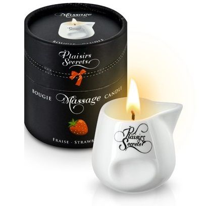 Массажная свеча с ароматом клубники Bougie de Massage Gourmande Fraise - 80 мл. - Plaisir Secret - купить с доставкой в Тюмени