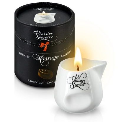 Массажная свеча с ароматом шоколада Bougie de Massage Gourmande Chocolat - 80 мл. - Plaisir Secret - купить с доставкой в Тюмени