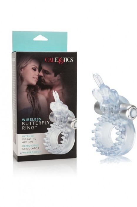 Прозрачное эрекционное кольцо с вибрацией Wireless Butterfly Ring - California Exotic Novelties - в Тюмени купить с доставкой