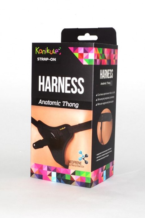 Чёрные трусики с плугом Kanikule Strap-on Harness Anatomic Thong - Kanikule - купить с доставкой в Тюмени
