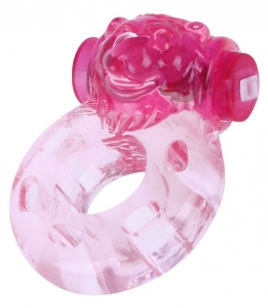 Розовое эрекционное виброкольцо  Медвежонок - White Label - в Тюмени купить с доставкой