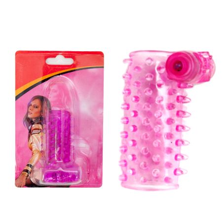 Розовая сквозная вибронасадка на пенис с шипами - White Label - в Тюмени купить с доставкой