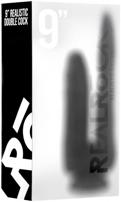 Чёрный анально-вагинальный фаллоимитатор Realistic Double Cock 9 Inch - 23 см. - Shots Media BV