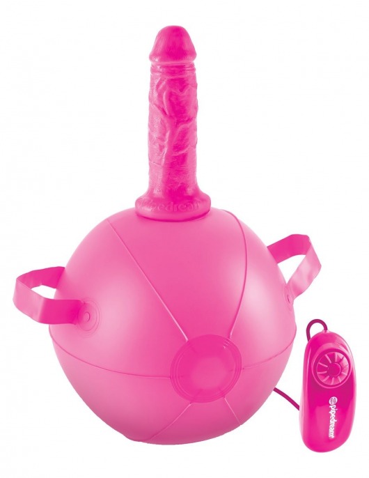 Розовый надувной мяч с вибронасадкой Vibrating Mini Sex Ball - 15,2 см. - Pipedream - купить с доставкой в Тюмени