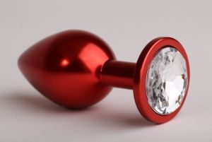 Красная анальная пробка с прозрачным стразом - 7,6 см. - 4sexdreaM - купить с доставкой в Тюмени