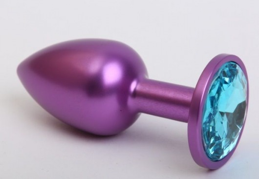 Фиолетовая анальная пробка с голубым стразом - 7,6 см. - 4sexdreaM - купить с доставкой в Тюмени
