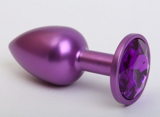 Фиолетовая анальная пробка с фиолетовым стразом - 7,6 см. - 4sexdreaM - купить с доставкой в Тюмени