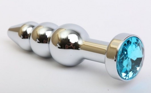 Серебристая анальная ёлочка с голубым кристаллом - 11,2 см. - 4sexdreaM - купить с доставкой в Тюмени