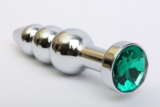 Серебристая анальная ёлочка с зеленым кристаллом - 11,2 см. - 4sexdreaM - купить с доставкой в Тюмени
