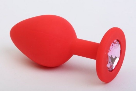 Красная силиконовая пробка с розовым стразом - 7,1 см. - 4sexdreaM - купить с доставкой в Тюмени