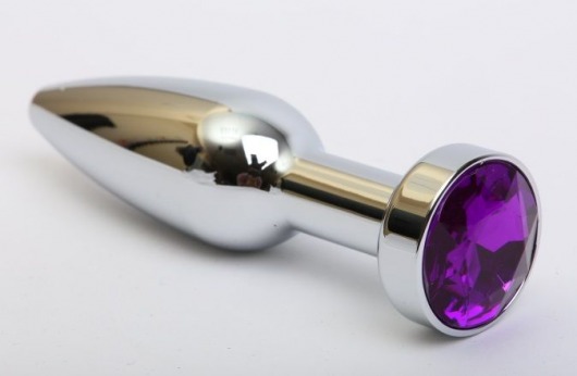 Удлинённая серебристая пробка с фиолетовым кристаллом - 11,2 см. - 4sexdreaM - купить с доставкой в Тюмени