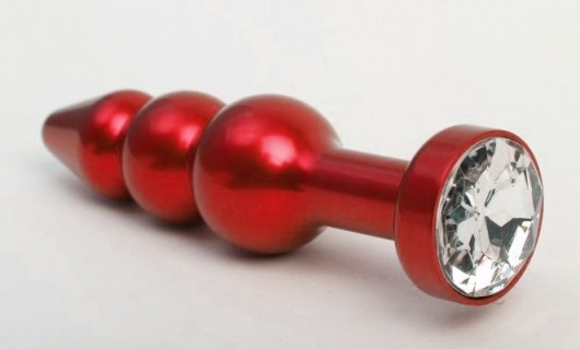 Красная анальная ёлочка с прозрачным кристаллом - 11,2 см. - 4sexdreaM - купить с доставкой в Тюмени
