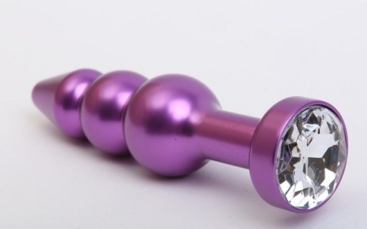 Фиолетовая фигурная анальная ёлочка с прозрачным кристаллом - 11,2 см. - 4sexdreaM - купить с доставкой в Тюмени
