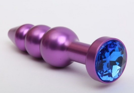 Фиолетовая фигурная анальная ёлочка с синим кристаллом - 11,2 см. - 4sexdreaM - купить с доставкой в Тюмени