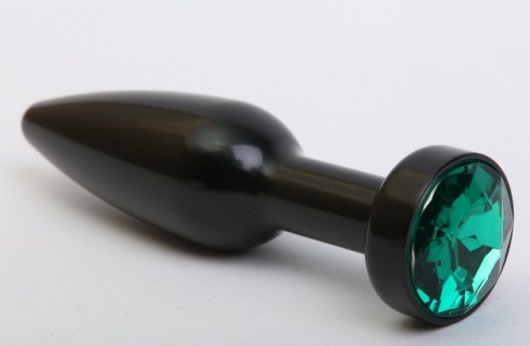 Чёрная удлинённая пробка с зелёным кристаллом - 11,2 см. - 4sexdreaM - купить с доставкой в Тюмени