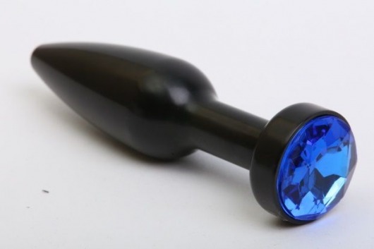 Чёрная удлинённая пробка с синим кристаллом - 11,2 см. - 4sexdreaM - купить с доставкой в Тюмени