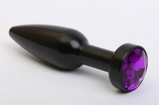 Чёрная удлинённая пробка с фиолетовым кристаллом - 11,2 см. - 4sexdreaM - купить с доставкой в Тюмени