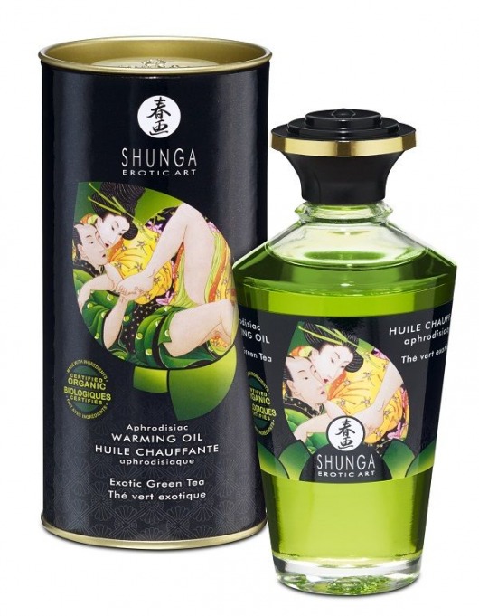 Массажное интимное масло с ароматом зелёного чая - 100 мл. - Shunga - купить с доставкой в Тюмени