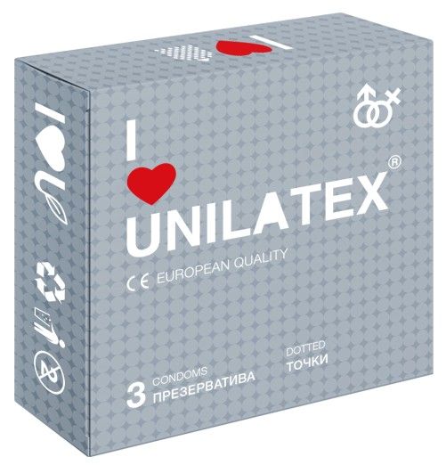 Презервативы с точками Unilatex Dotted - 3 шт. - Unilatex - купить с доставкой в Тюмени