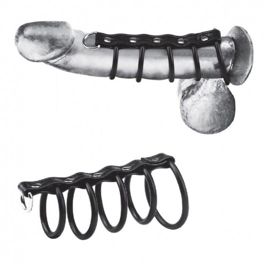Хомут на пенис с 5 резиновыми кольцами 5 Ring Rubber Gates Of Hell With Lead - BlueLine - купить с доставкой в Тюмени