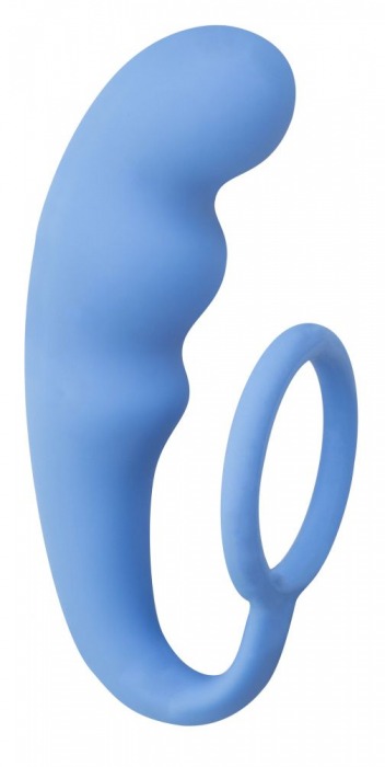 Голубое эрекционное кольцо с анальным стимулятором Mountain Range Anal Plug - Lola Games - в Тюмени купить с доставкой