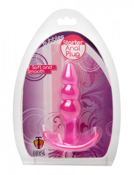 Розовая анальная пробка Bubbles Bumpy Starter - 11 см. - XR Brands