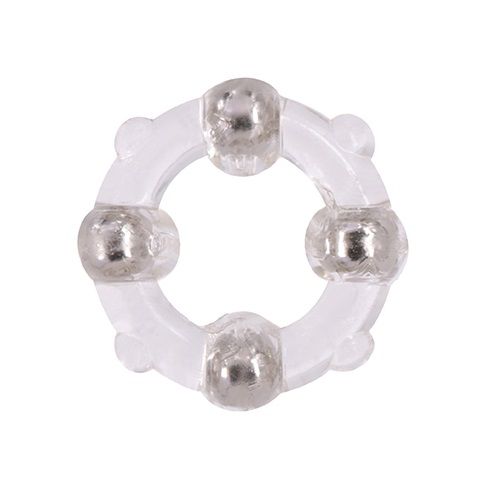 Эрекционное кольцо с 4 бусинами MENZSTUFF STUD RING CLEAR - Dream Toys - в Тюмени купить с доставкой