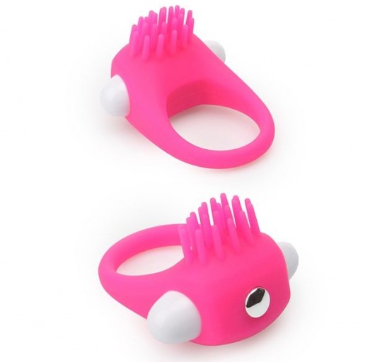 Розовое эрекционное кольцо с щеточкой LIT-UP SILICONE STIMU RING 5 - Dream Toys - в Тюмени купить с доставкой
