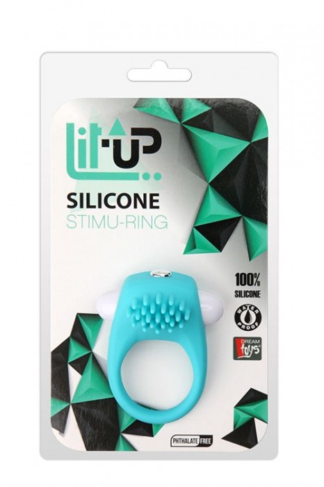 Голубое эрекционное кольцо с щеточкой LIT-UP SILICONE STIMU RING 5 - Dream Toys - в Тюмени купить с доставкой