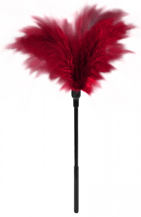Пластиковая метелочка с красными пёрышками Small Feather Tickler - 32 см. - Blush Novelties - купить с доставкой в Тюмени