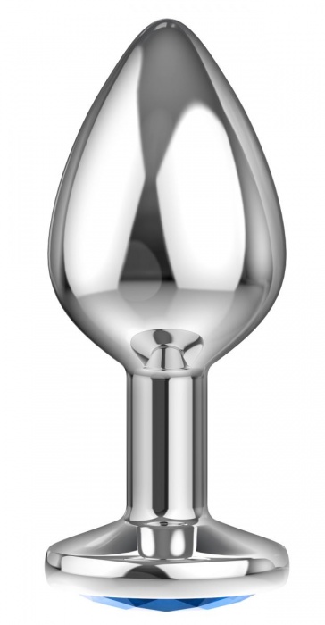 Большая серебристая анальная пробка Diamond Light blue Sparkle Large с голубым кристаллом - 8 см. - Lola Games - купить с доставкой в Тюмени