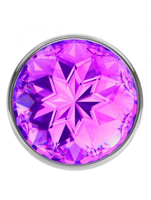 Малая серебристая анальная пробка Diamond Purple Sparkle Small с фиолетовым кристаллом - 7 см. - Lola Games - купить с доставкой в Тюмени