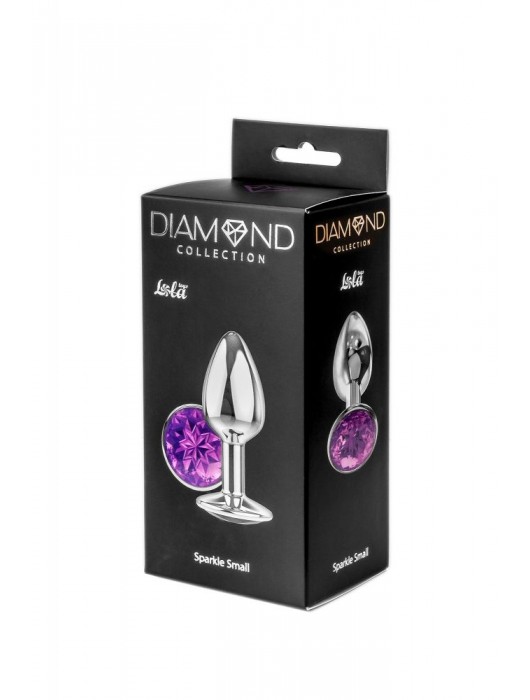 Малая серебристая анальная пробка Diamond Purple Sparkle Small с фиолетовым кристаллом - 7 см. - Lola Games - купить с доставкой в Тюмени