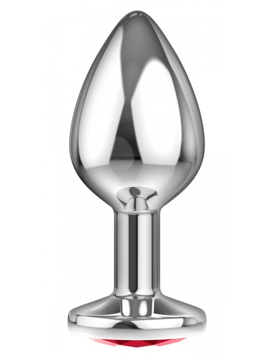 Большая серебристая анальная пробка Diamond Red Sparkle Large с красным кристаллом - 8 см. - Lola Games - купить с доставкой в Тюмени