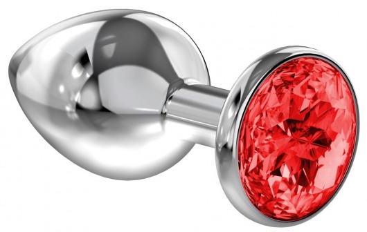 Большая серебристая анальная пробка Diamond Red Sparkle Large с красным кристаллом - 8 см. - Lola Games - купить с доставкой в Тюмени