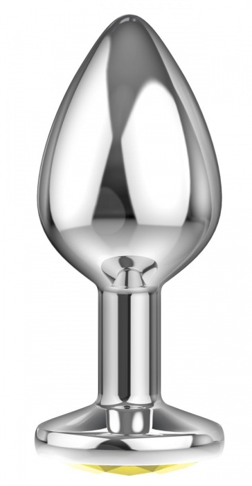 Большая серебристая анальная пробка Diamond Yellow Sparkle Large с жёлтым кристаллом - 8 см. - Lola Games - купить с доставкой в Тюмени
