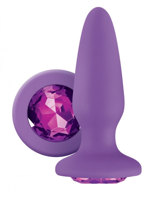 Фиолетовая анальная пробка с фиолетовым кристаллом Glams Purple Gem - 10,4 см. - NS Novelties - купить с доставкой в Тюмени