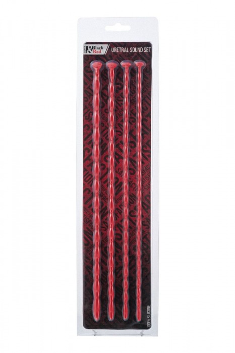 Набор из 4 красных уретральных зондов TOYFA Black Red различного диаметра - ToyFa - купить с доставкой в Тюмени