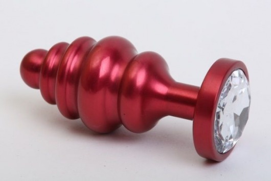 Красная металлическая фигурная пробка с прозрачным стразом - 7,3 см. - 4sexdreaM - купить с доставкой в Тюмени